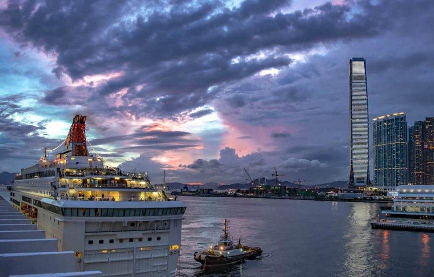 Hong Kong Evening Ship Sky Skyscr