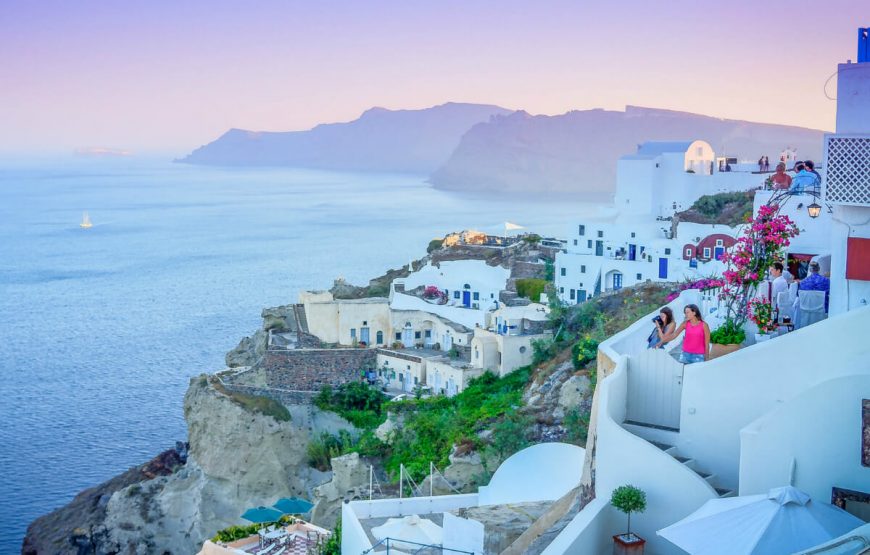 great scenic view of oia santorini greece