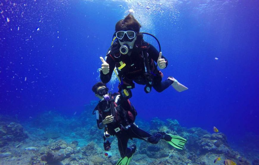 honeymoon couple underwater diving in andaman